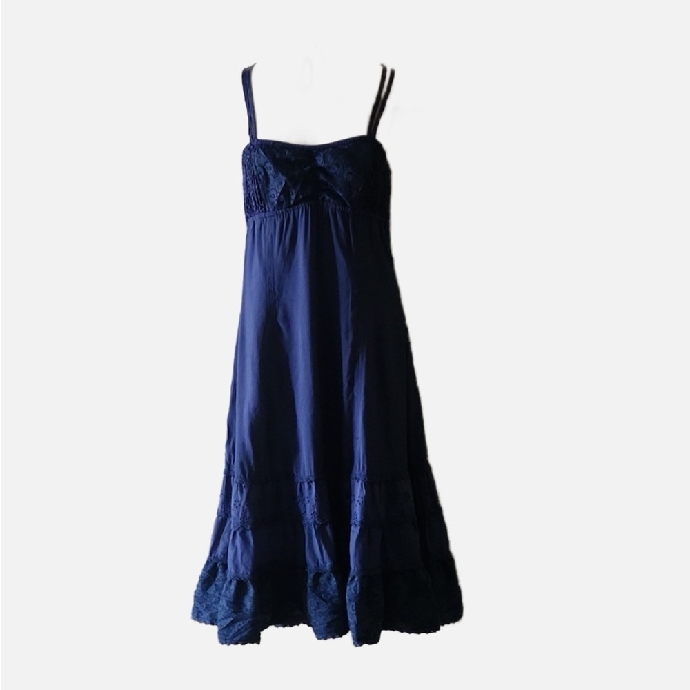 Free People navy boho ruffled strappy mini dress size 0